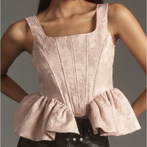 Anthropologie Siempre Blush Peplum Top sz L NWT